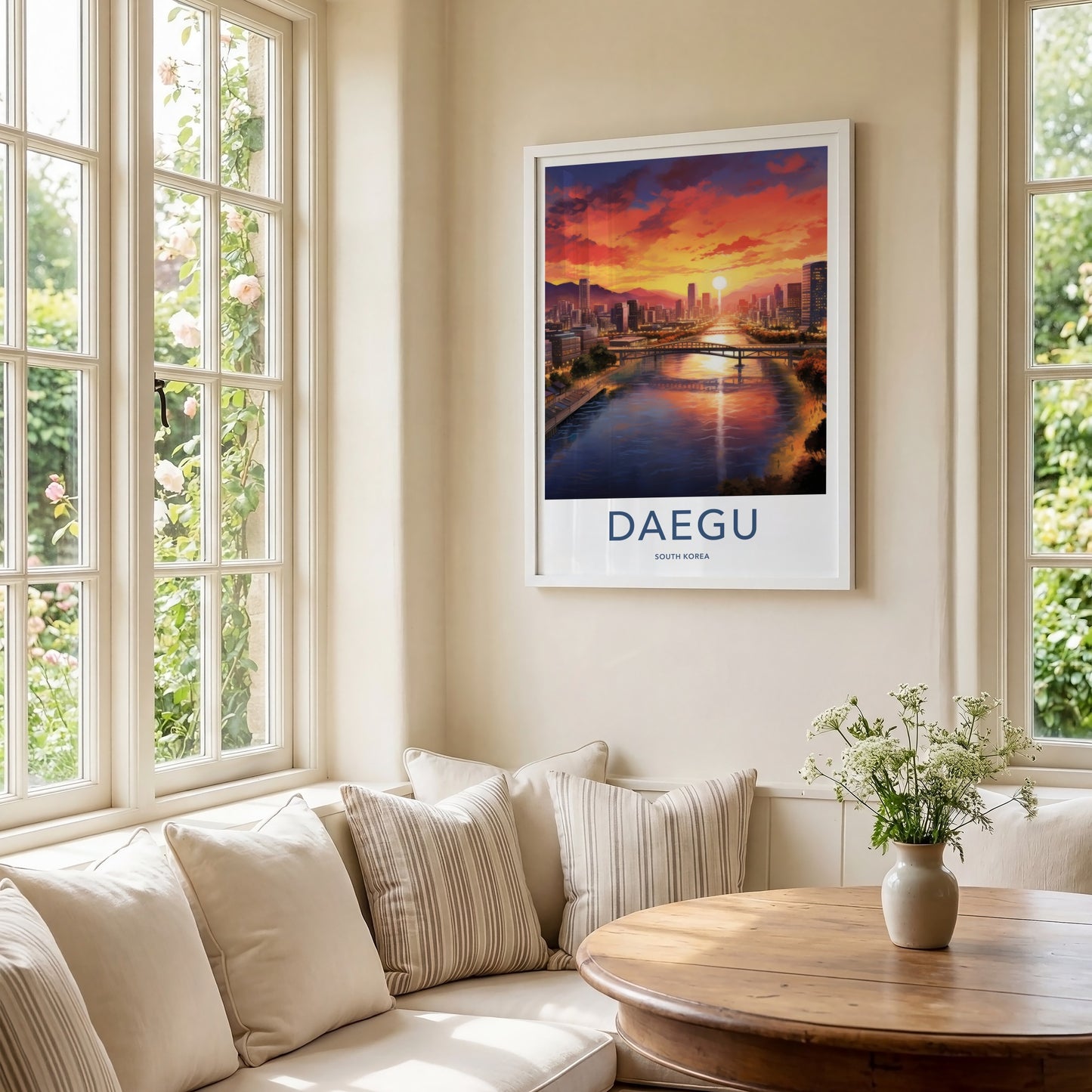 Daegu Poster - South Korea Travel Art - Vibrant Sunset City Home Decor