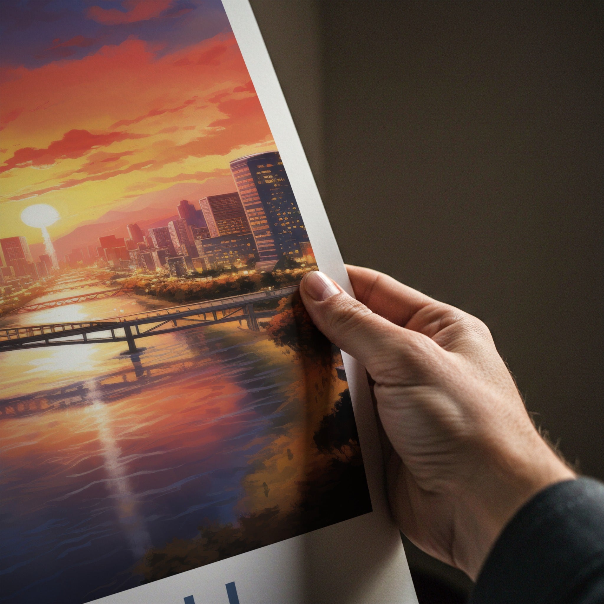 Daegu Poster - South Korea Travel Art - Vibrant Sunset City Home Decor