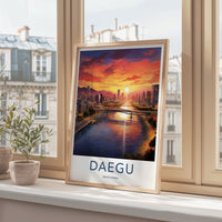 Daegu Poster - South Korea Travel Art - Vibrant Sunset City Home Decor