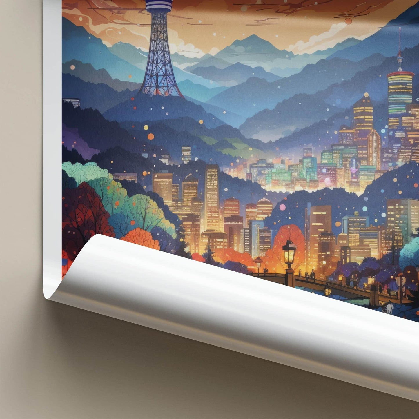 Daegu Poster - South Korea Wall Art - Vibrant Cityscape Moon Home Decor