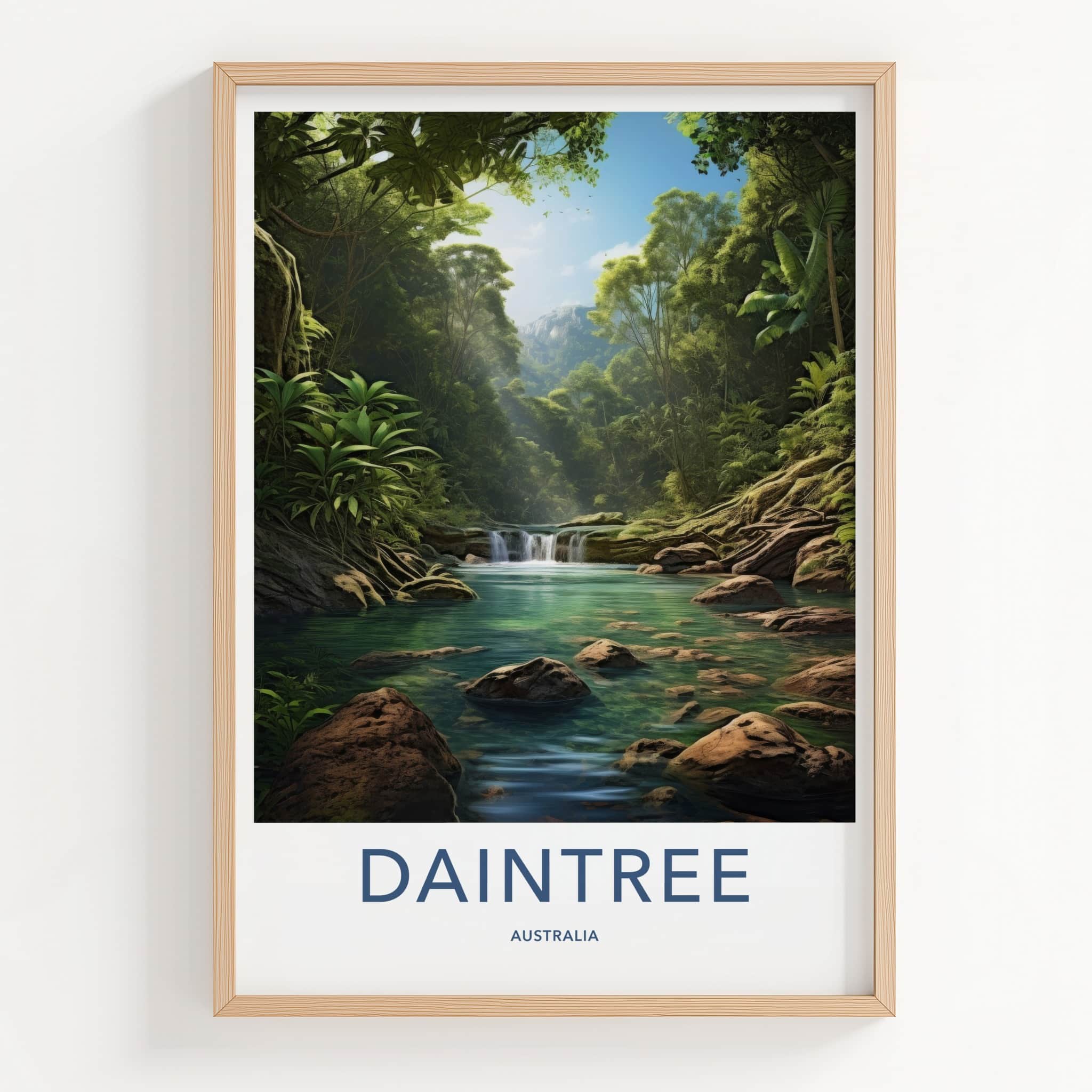 Daintree Poster - Australia Travel Art - Jungle River Waterfall Home Decor
