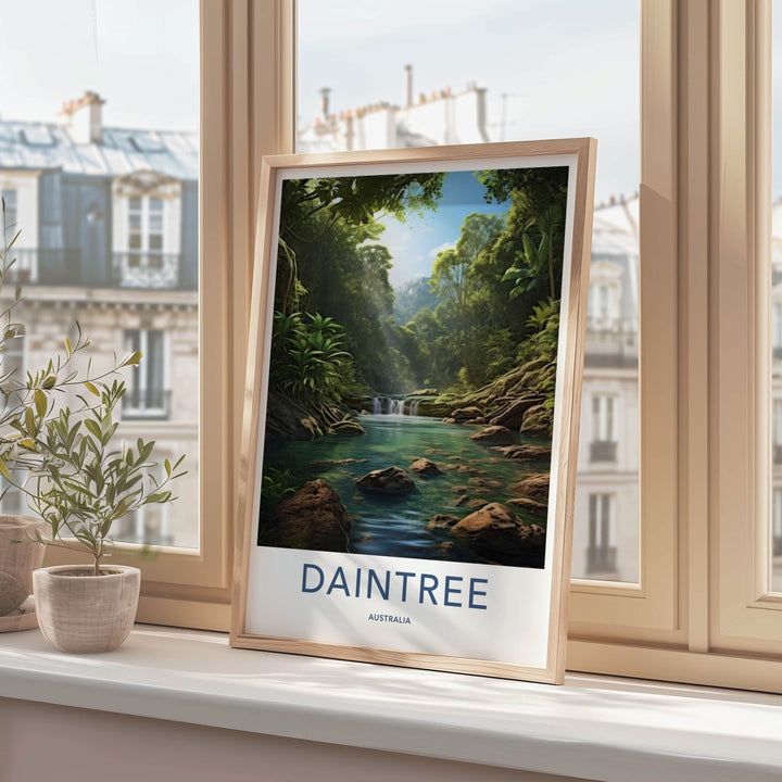 Daintree Poster - Australia Travel Art - Jungle River Waterfall Home Decor