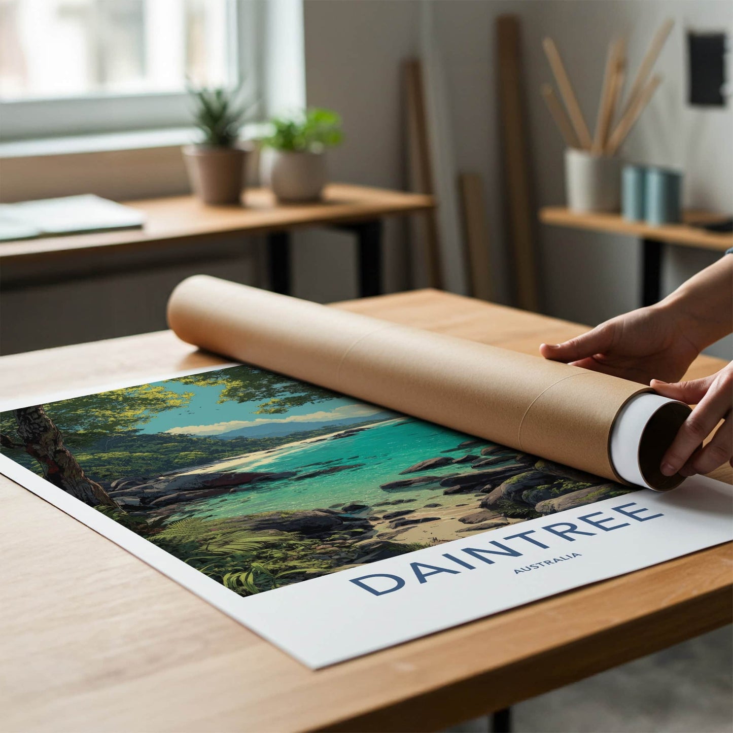 Daintree Poster - Australia Travel Art - Lush Coastal Rocks Home Decor