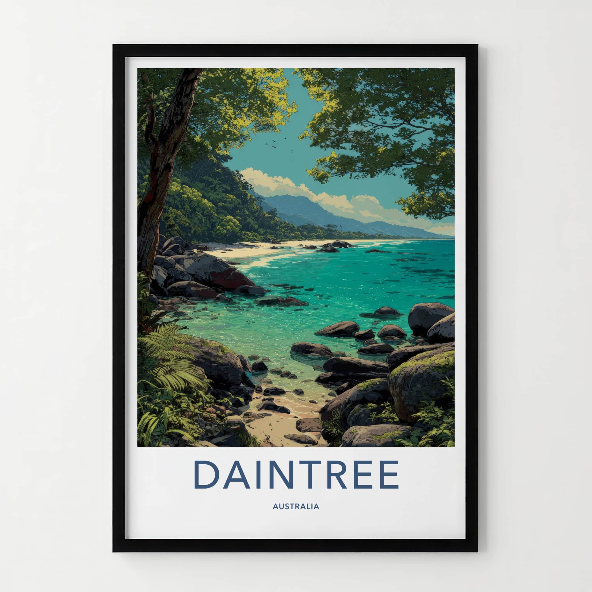 Daintree Poster - Australia Travel Art - Lush Coastal Rocks Home Decor