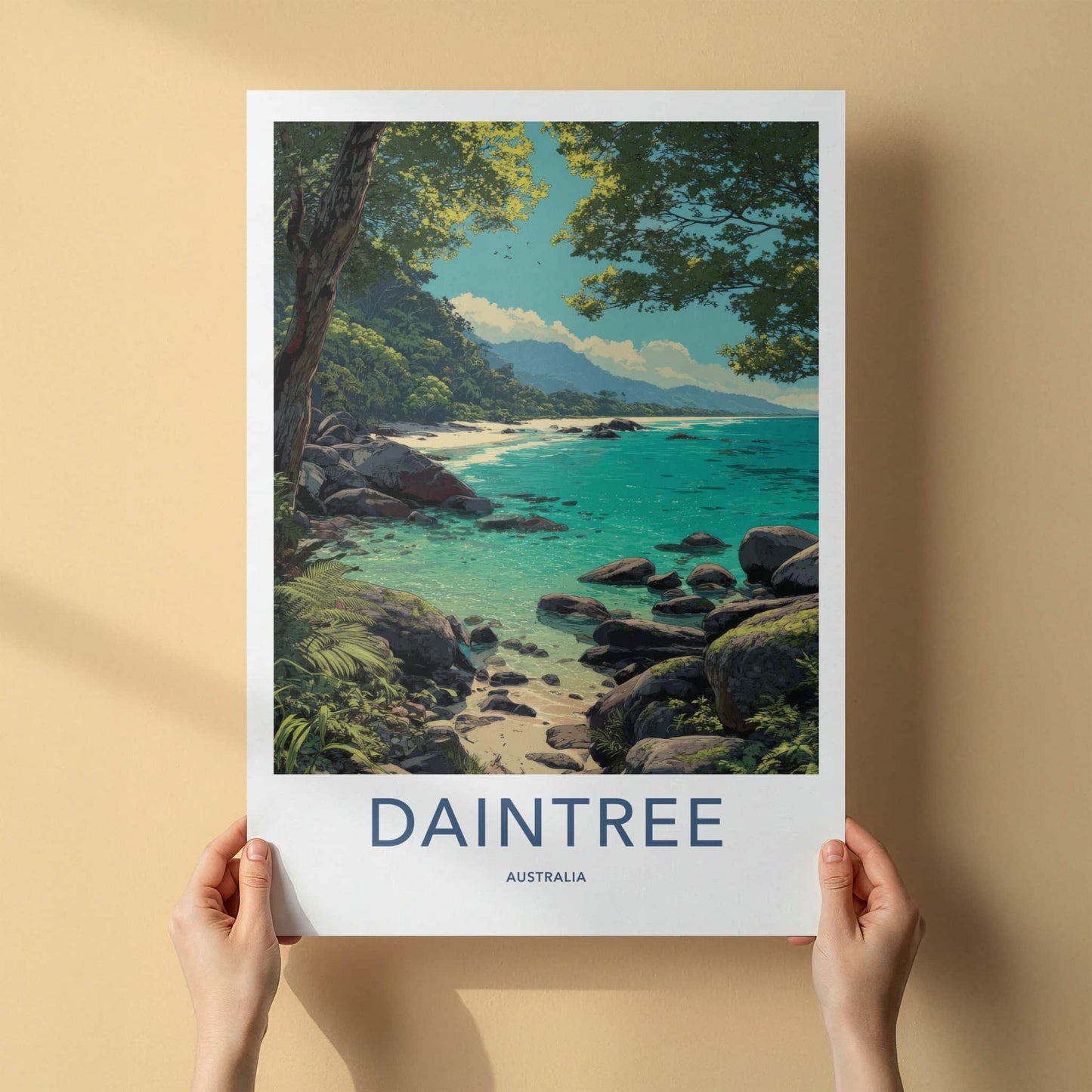 Daintree Poster - Australia Travel Art - Lush Coastal Rocks Home Decor