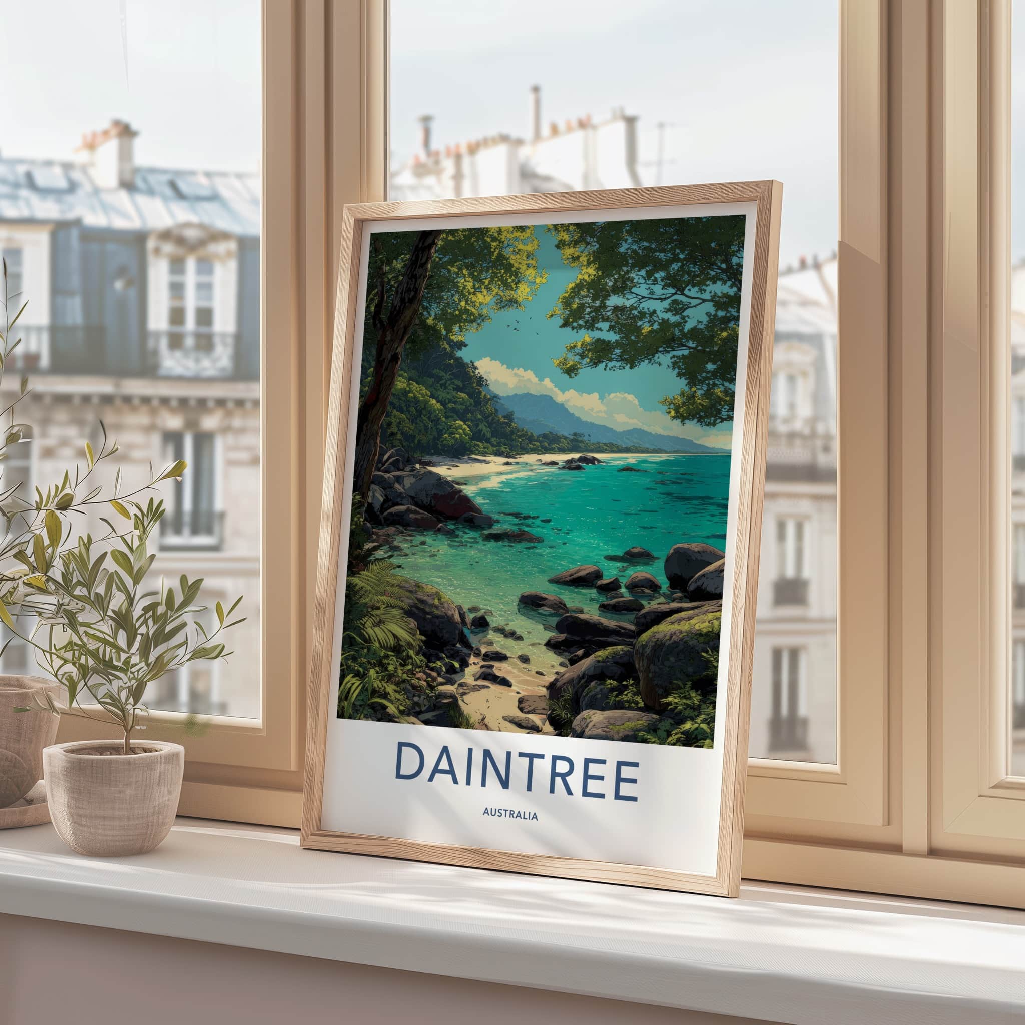 Daintree Poster - Australia Travel Art - Lush Coastal Rocks Home Decor