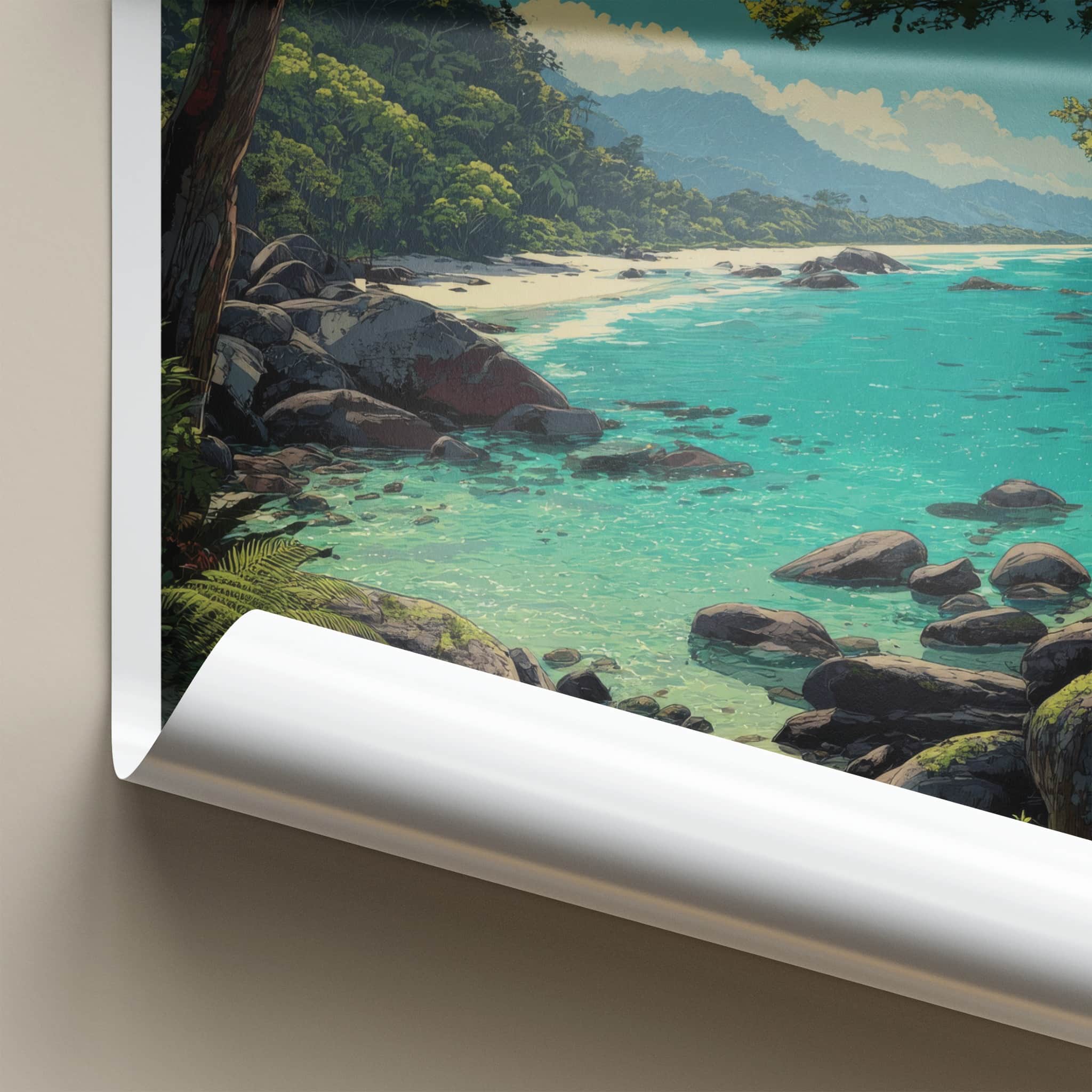 Daintree Poster - Australia Travel Art - Lush Coastal Rocks Home Decor