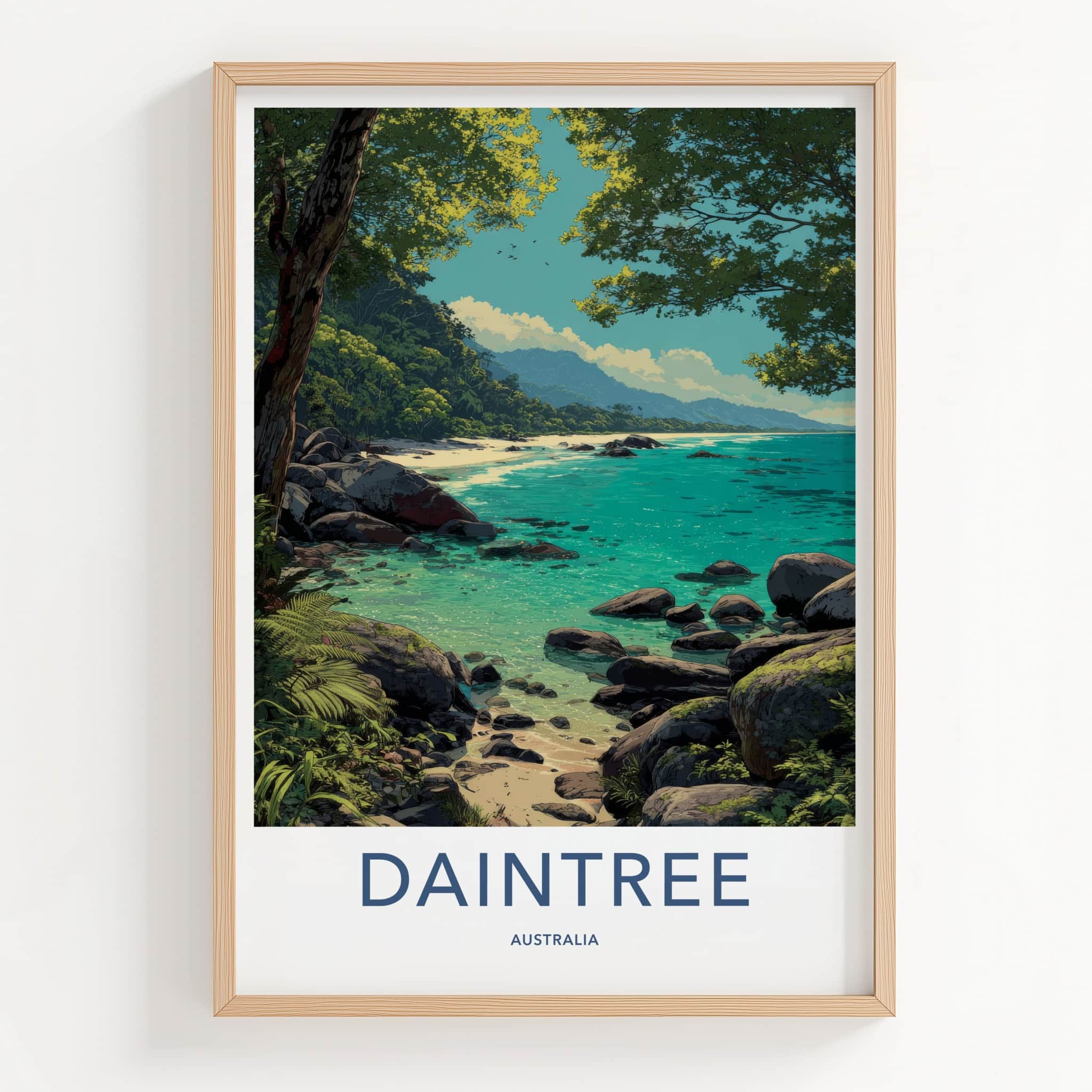 Daintree Poster - Australia Travel Art - Lush Coastal Rocks Home Decor