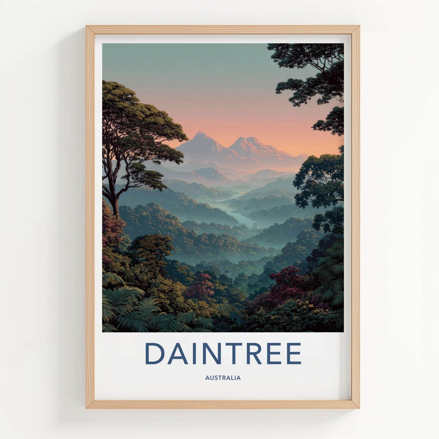 Daintree Poster - Australia Travel Art - Misty Mountain Valley Wall Decor