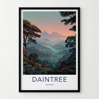 Daintree Poster - Australia Travel Art - Misty Mountain Valley Wall Decor