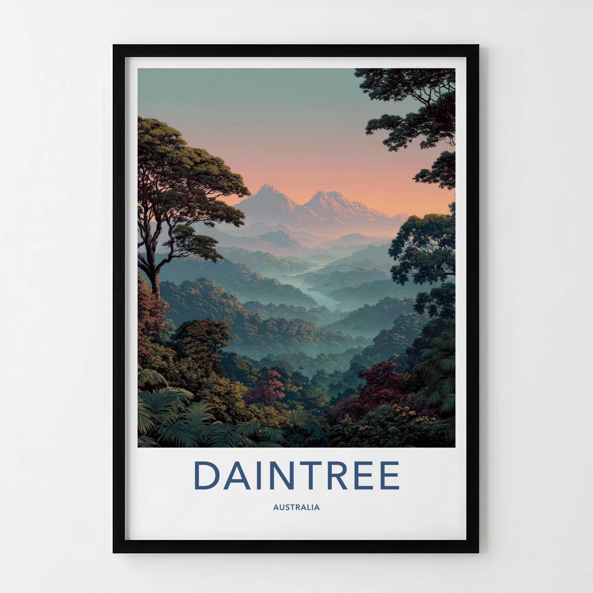 Daintree Poster - Australia Travel Art - Misty Mountain Valley Wall Decor