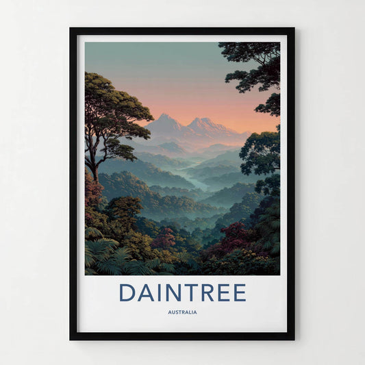 Daintree Poster - Australia Travel Art - Misty Mountain Valley Wall Decor