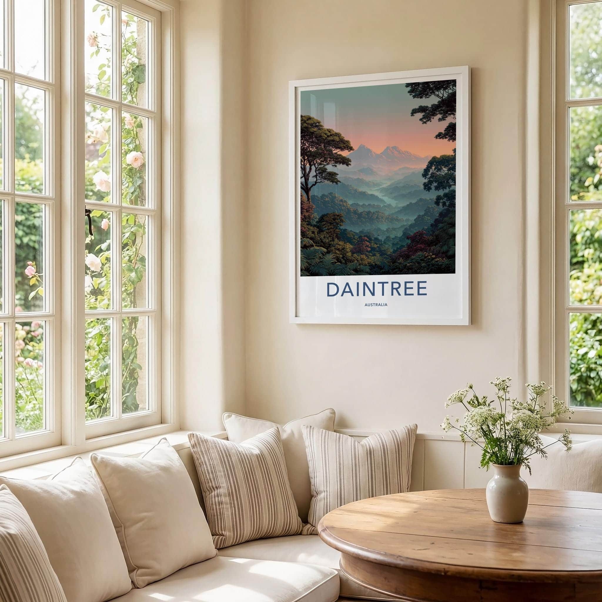 Daintree Poster - Australia Travel Art - Misty Mountain Valley Wall Decor