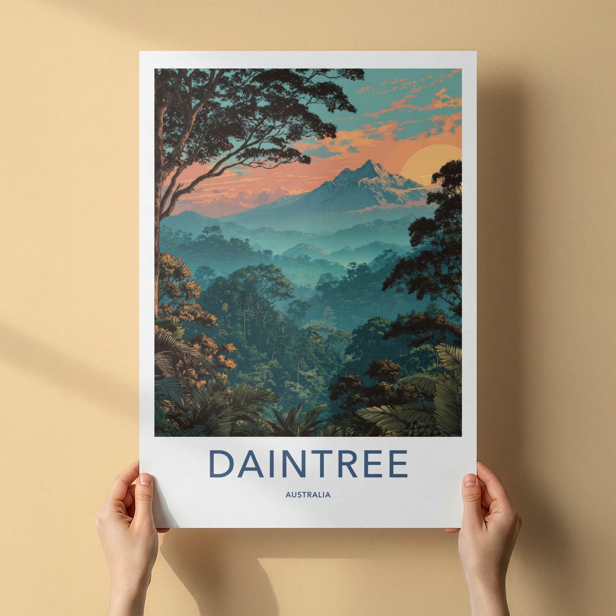Daintree Poster - Australia Wall Art - Sunset Peaks Jungle Home Decor