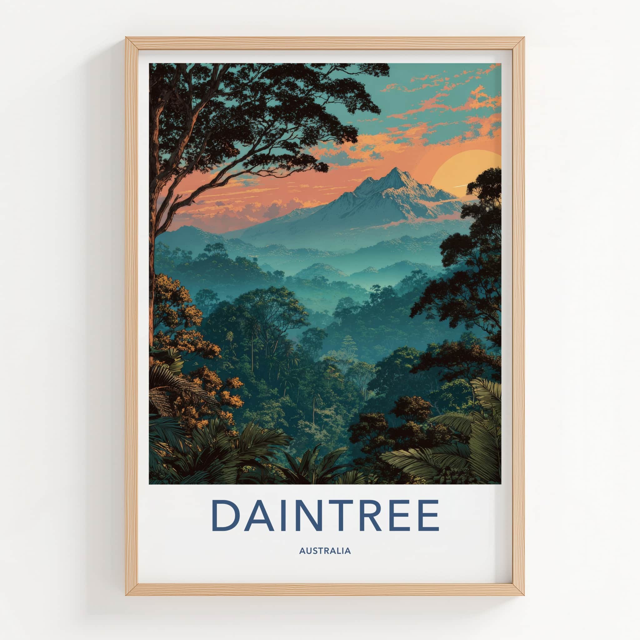 Daintree Poster - Australia Wall Art - Sunset Peaks Jungle Home Decor