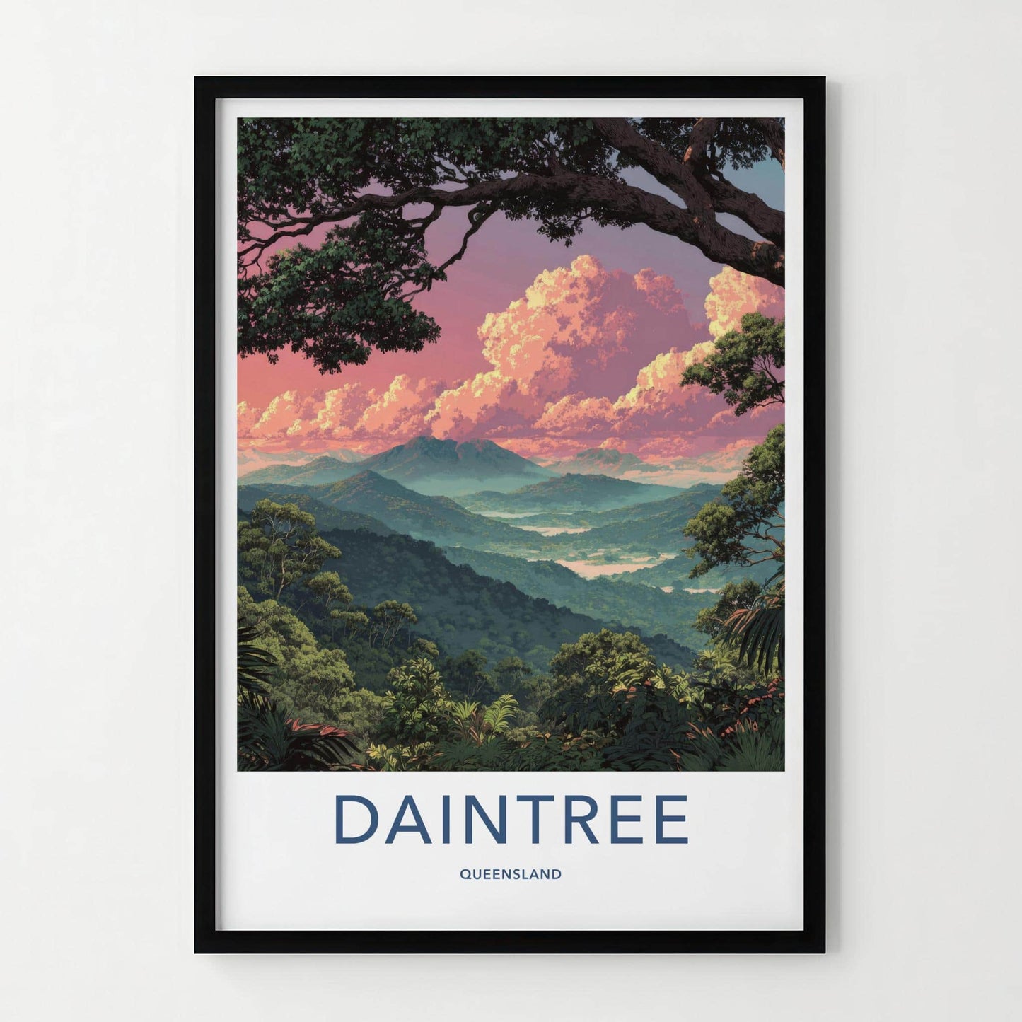 Daintree Poster - Queensland Travel Art - Pink Sky Horizon Room Decor