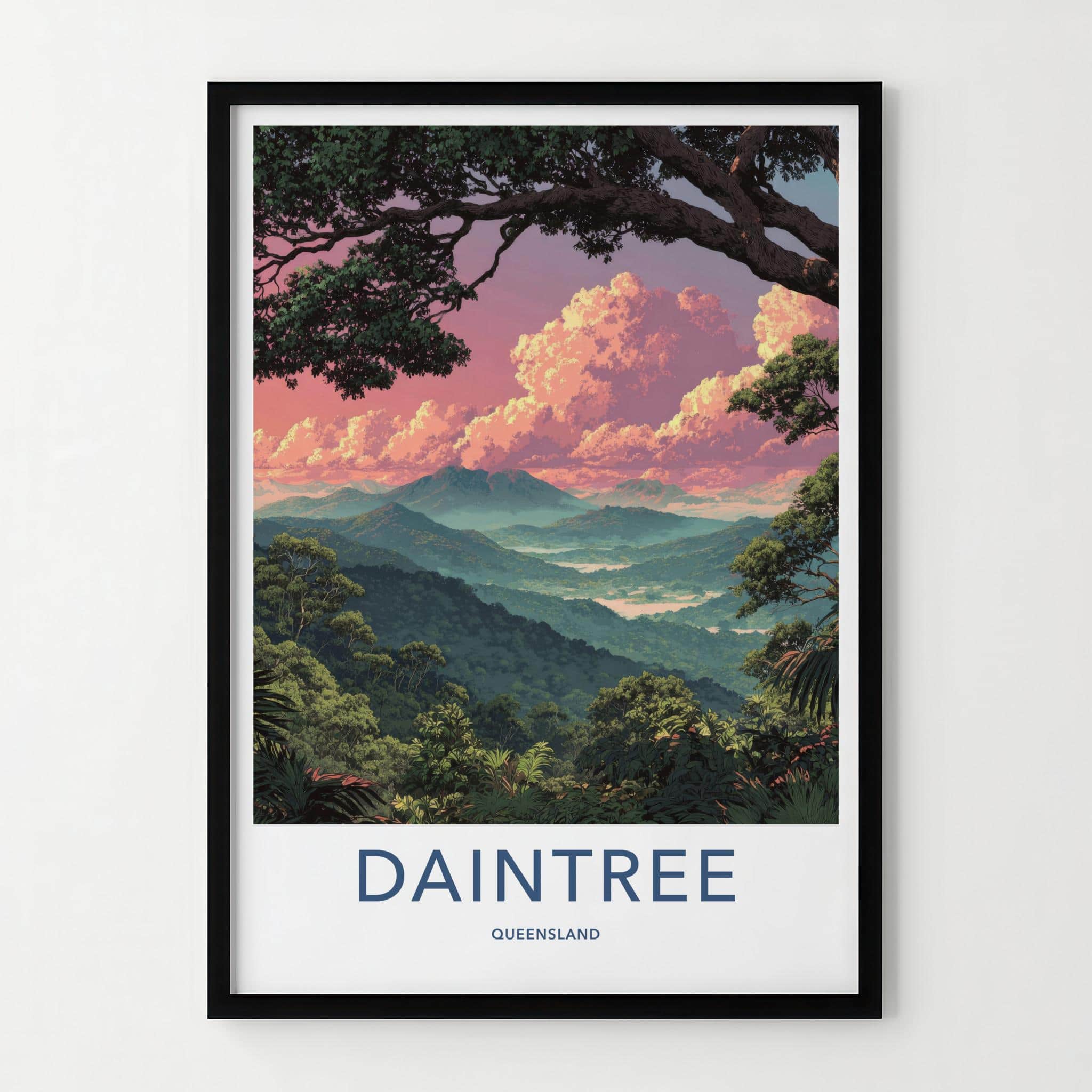 Daintree Poster - Queensland Travel Art - Pink Sky Horizon Room Decor