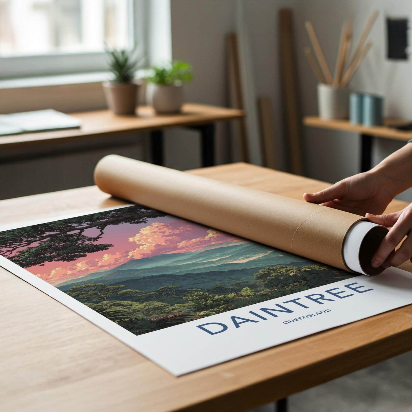 Daintree Poster - Queensland Travel Art - Pink Sky Horizon Room Decor