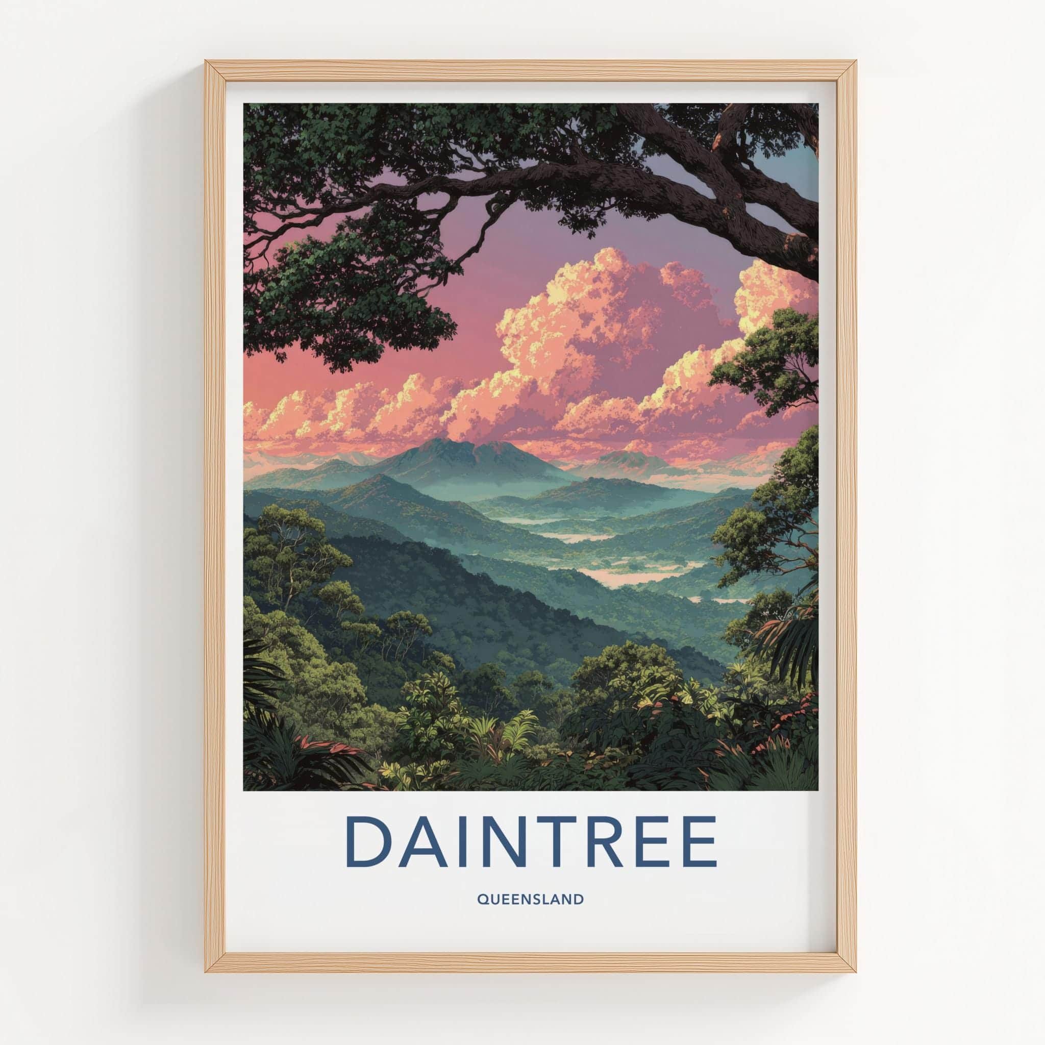 Daintree Poster - Queensland Travel Art - Pink Sky Horizon Room Decor
