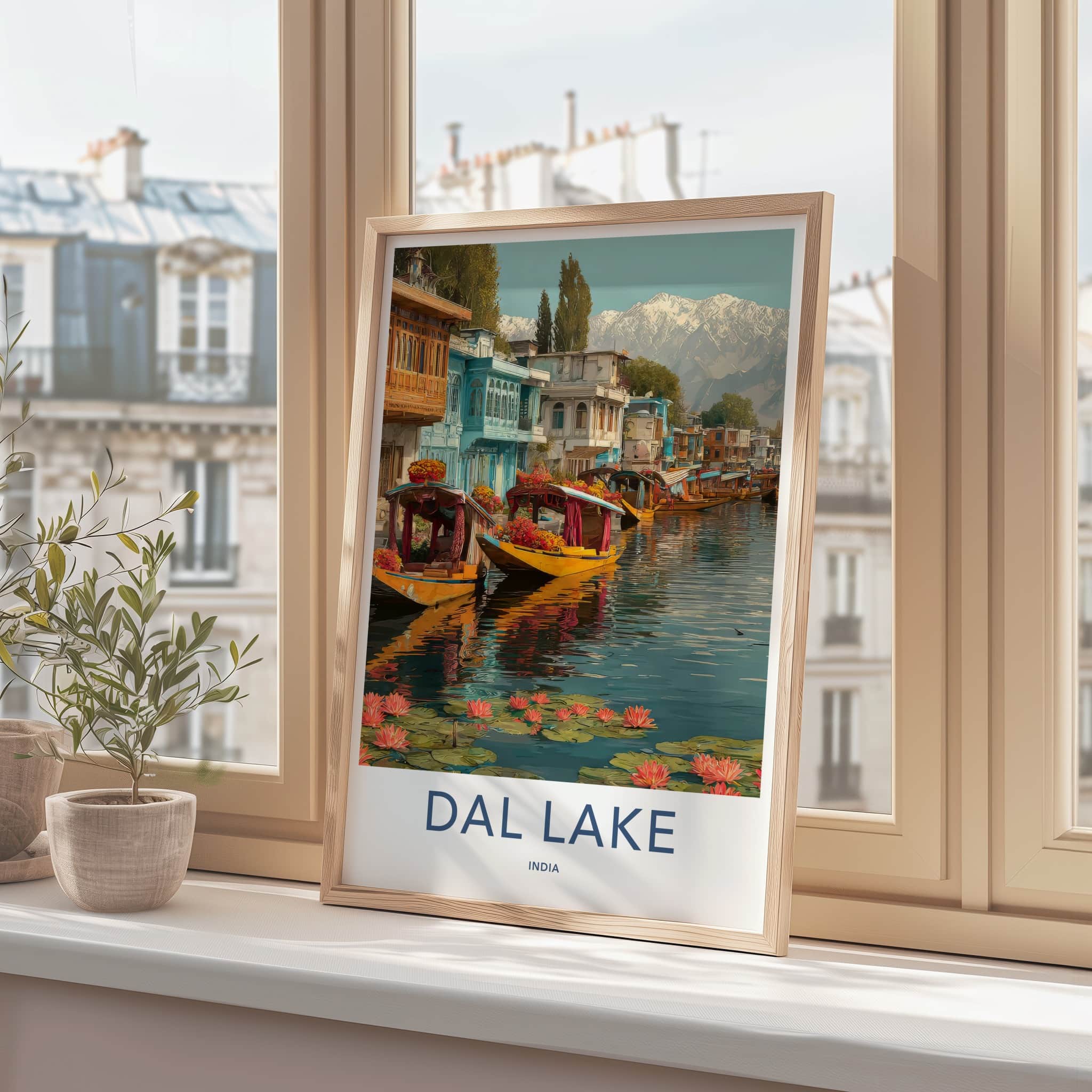 Dal Lake Poster - India Houseboats Nymphaeas Wall Decor
