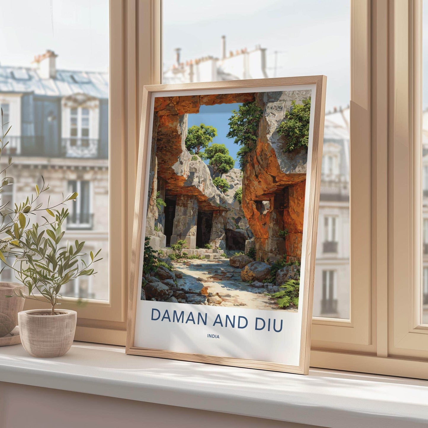 Daman and Diu Poster - India Scenic Art - Daman and Diu Grotto Stone Pathways Wall Decor