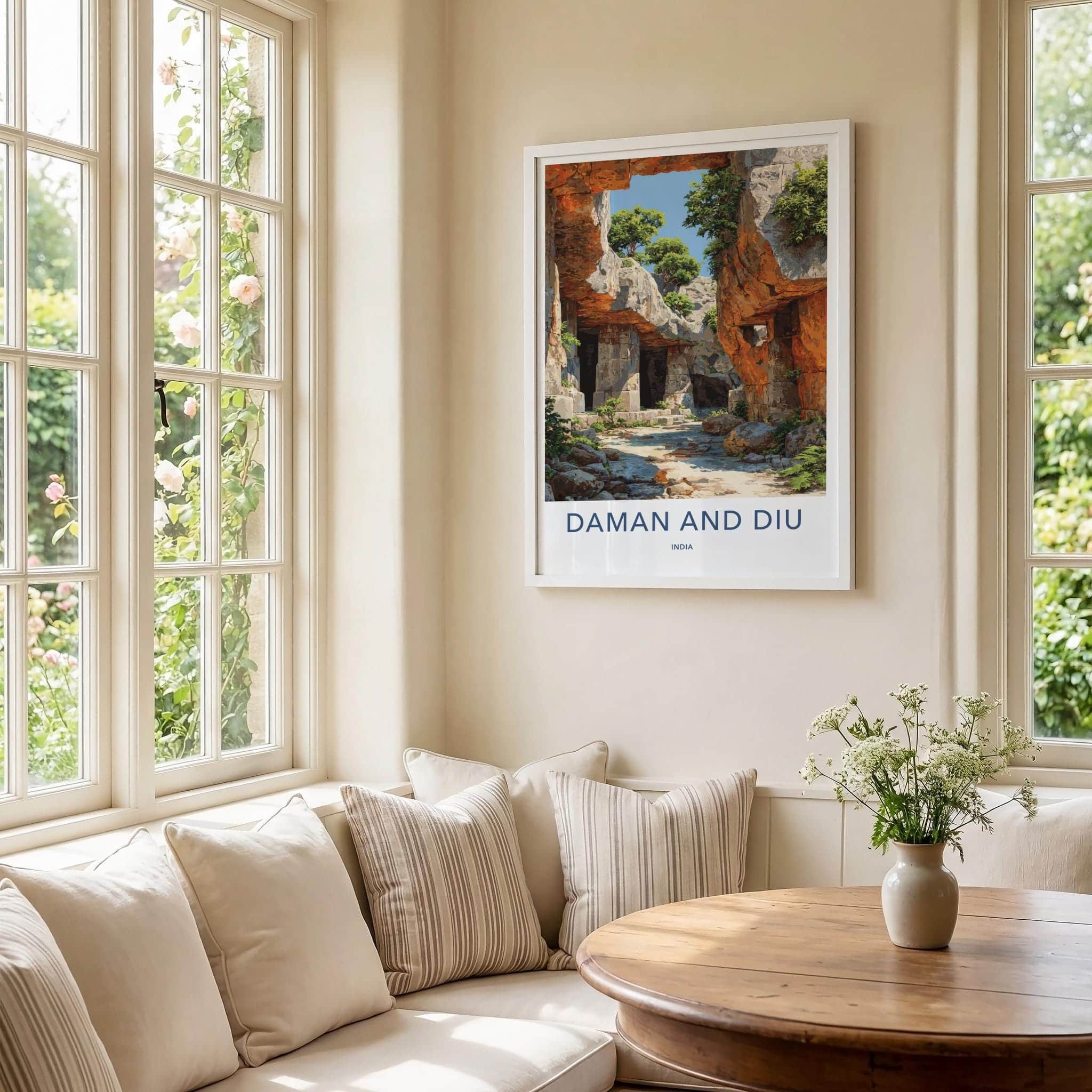 Daman and Diu Poster - India Scenic Art - Daman and Diu Grotto Stone Pathways Wall Decor