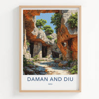Daman and Diu Poster - India Scenic Art - Daman and Diu Grotto Stone Pathways Wall Decor