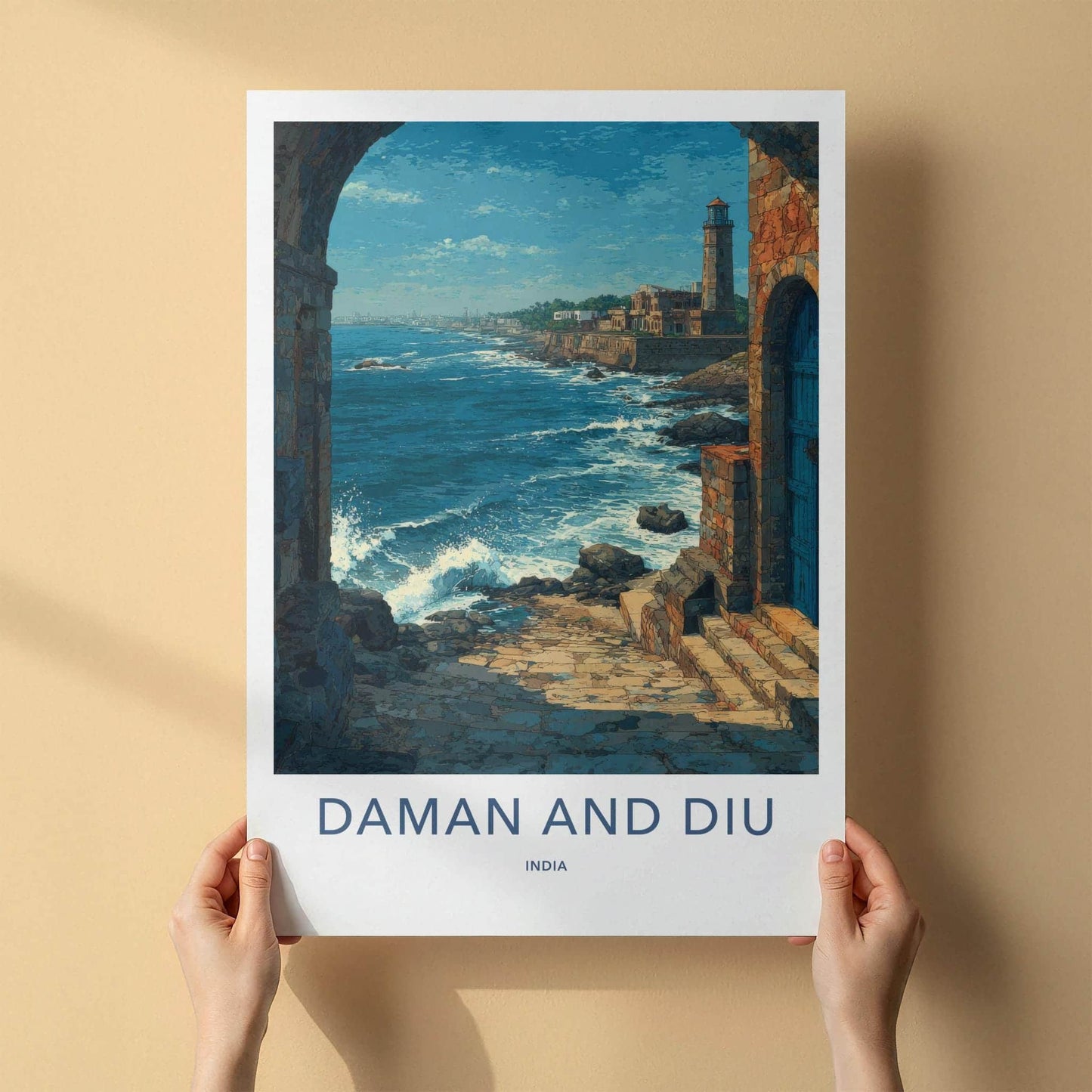 Daman and Diu Poster - India Travel Art - Coastal South Asia Home Decor