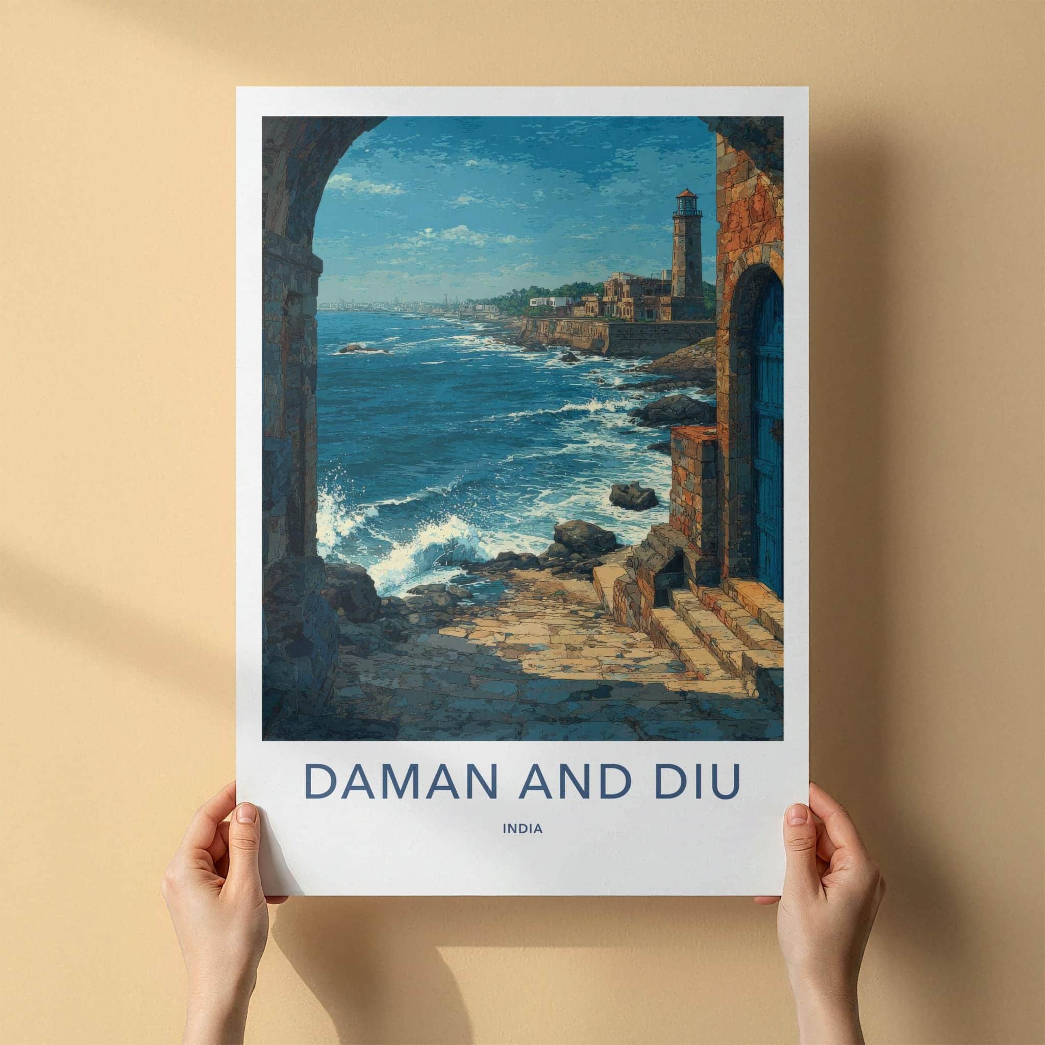 Daman and Diu Poster - India Travel Art - Coastal South Asia Home Decor