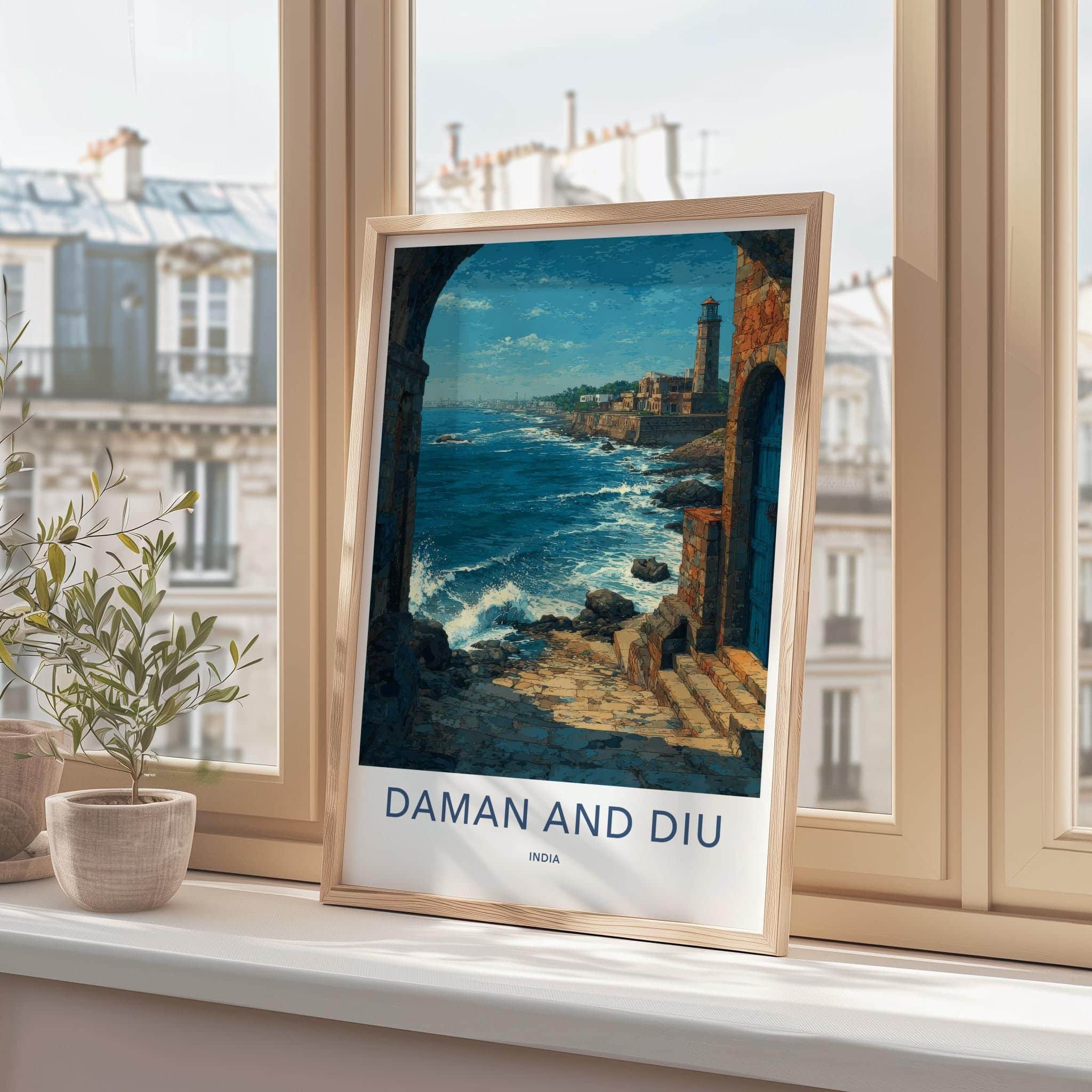 Daman and Diu Poster - India Travel Art - Coastal South Asia Home Decor