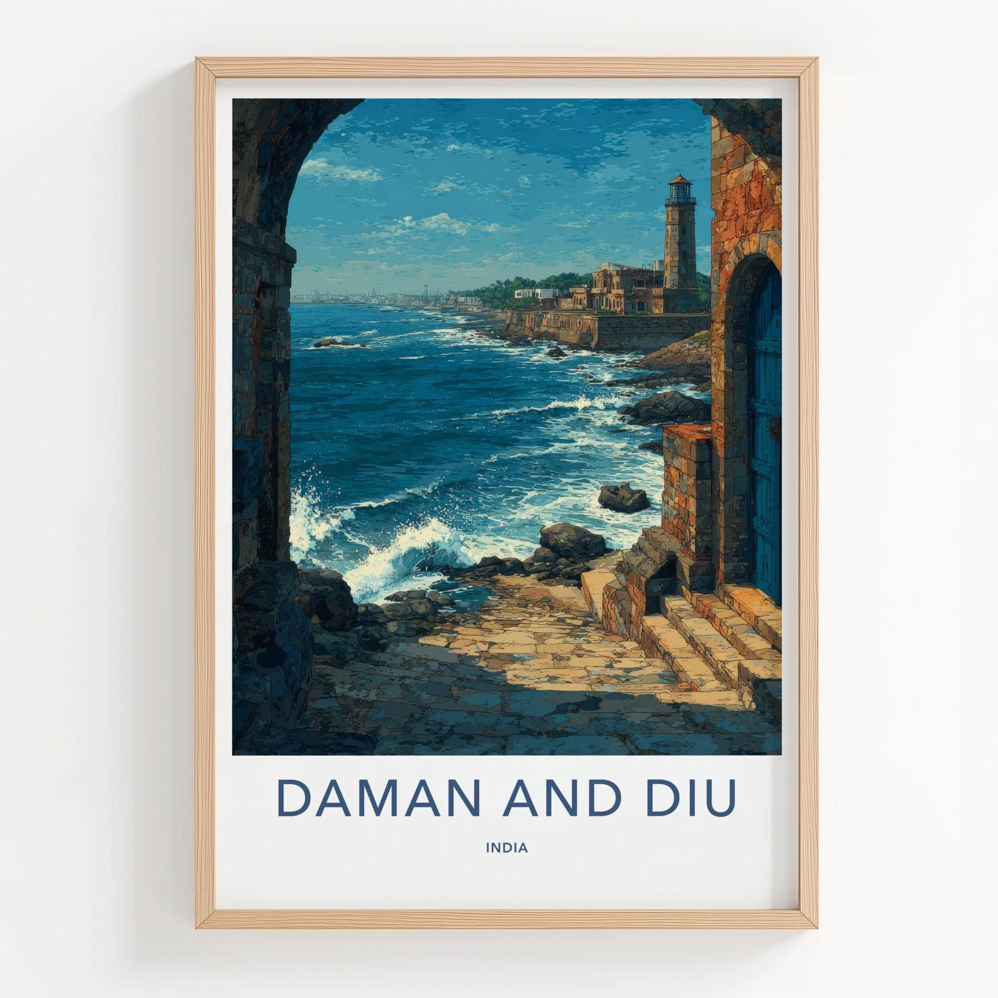 Daman and Diu Poster - India Travel Art - Coastal South Asia Home Decor