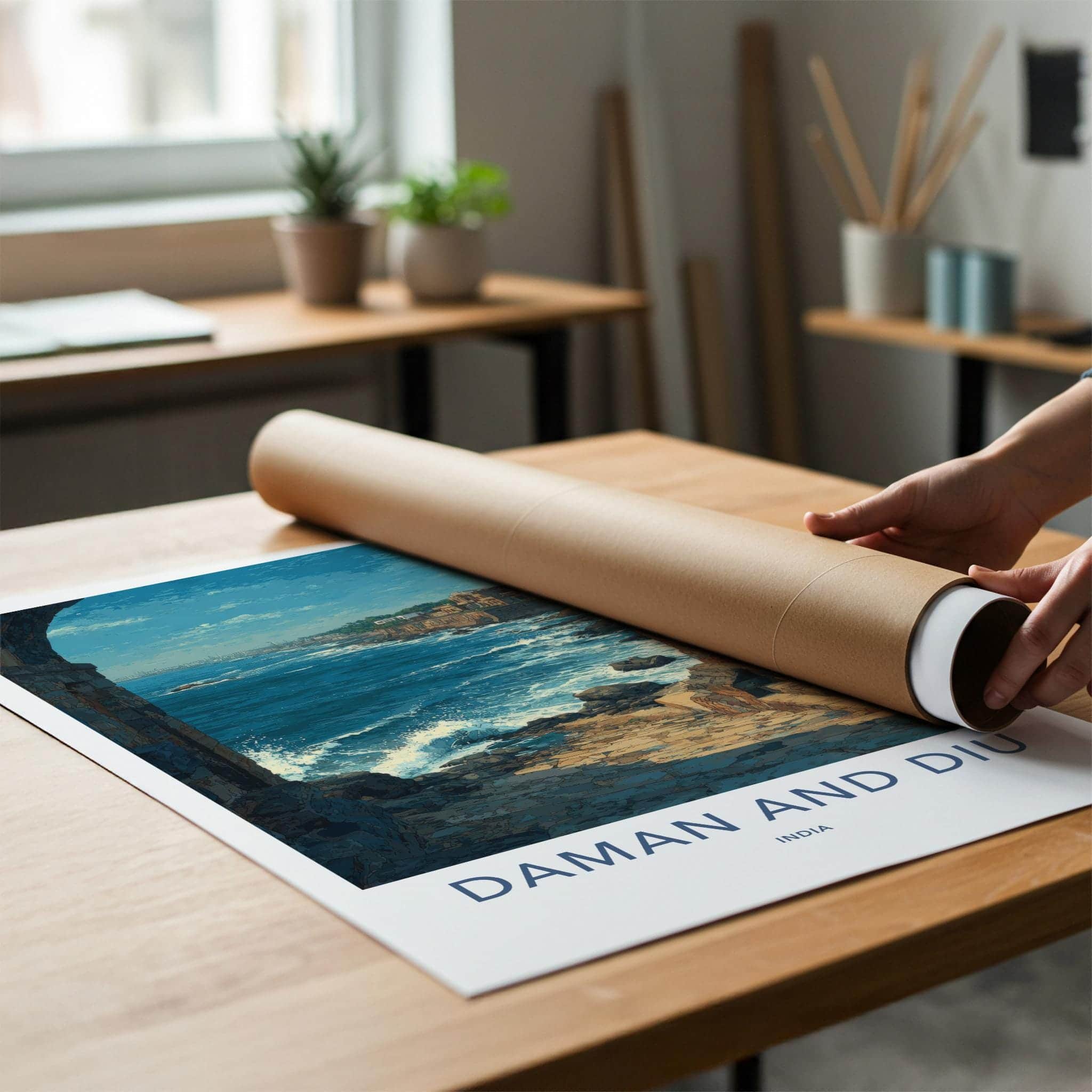 Daman and Diu Poster - India Travel Art - Coastal South Asia Home Decor