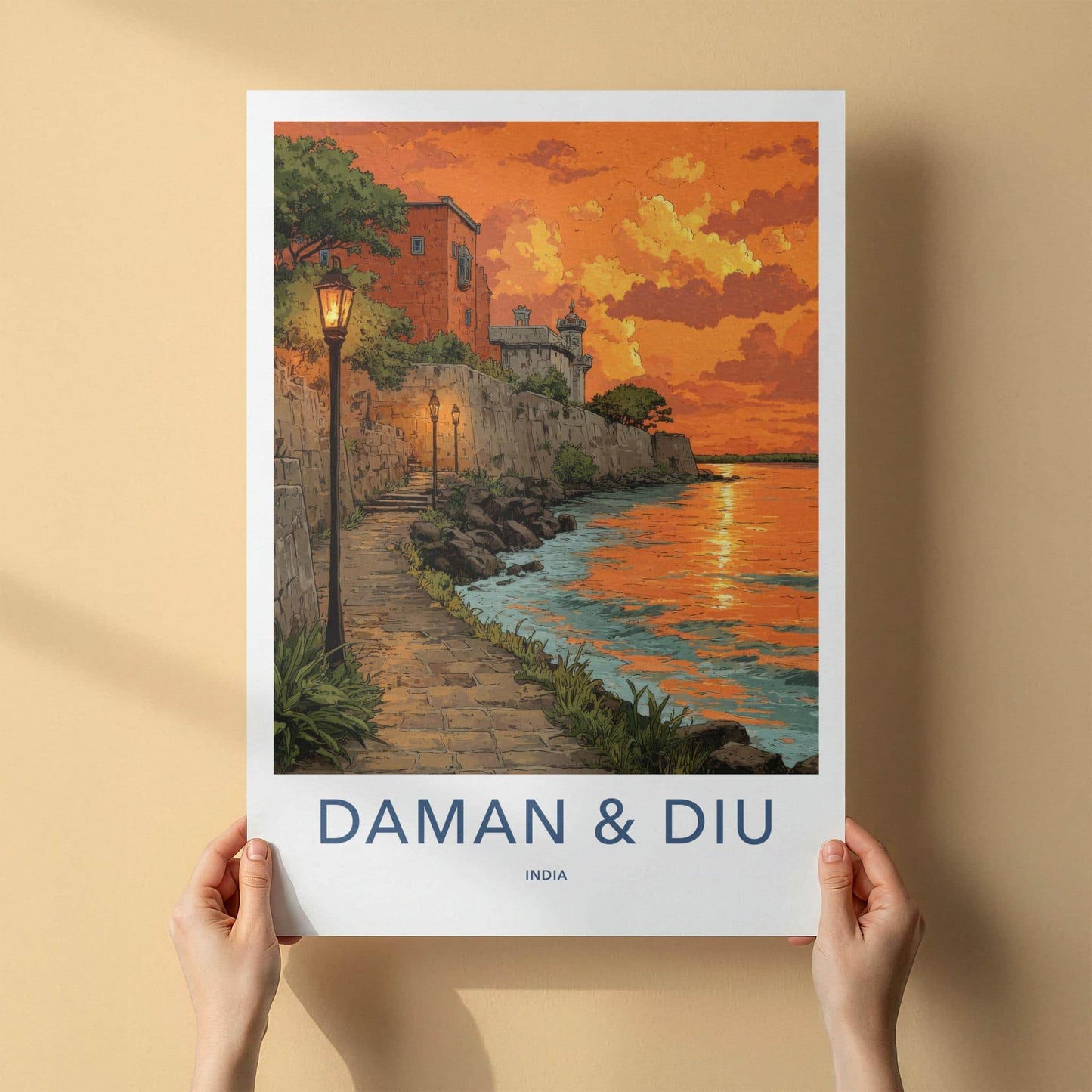 Daman Diu Poster - India Travel Art - Daman Diu Coastal Sunset Home Decor