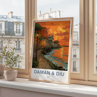 Daman Diu Poster - India Travel Art - Daman Diu Coastal Sunset Home Decor