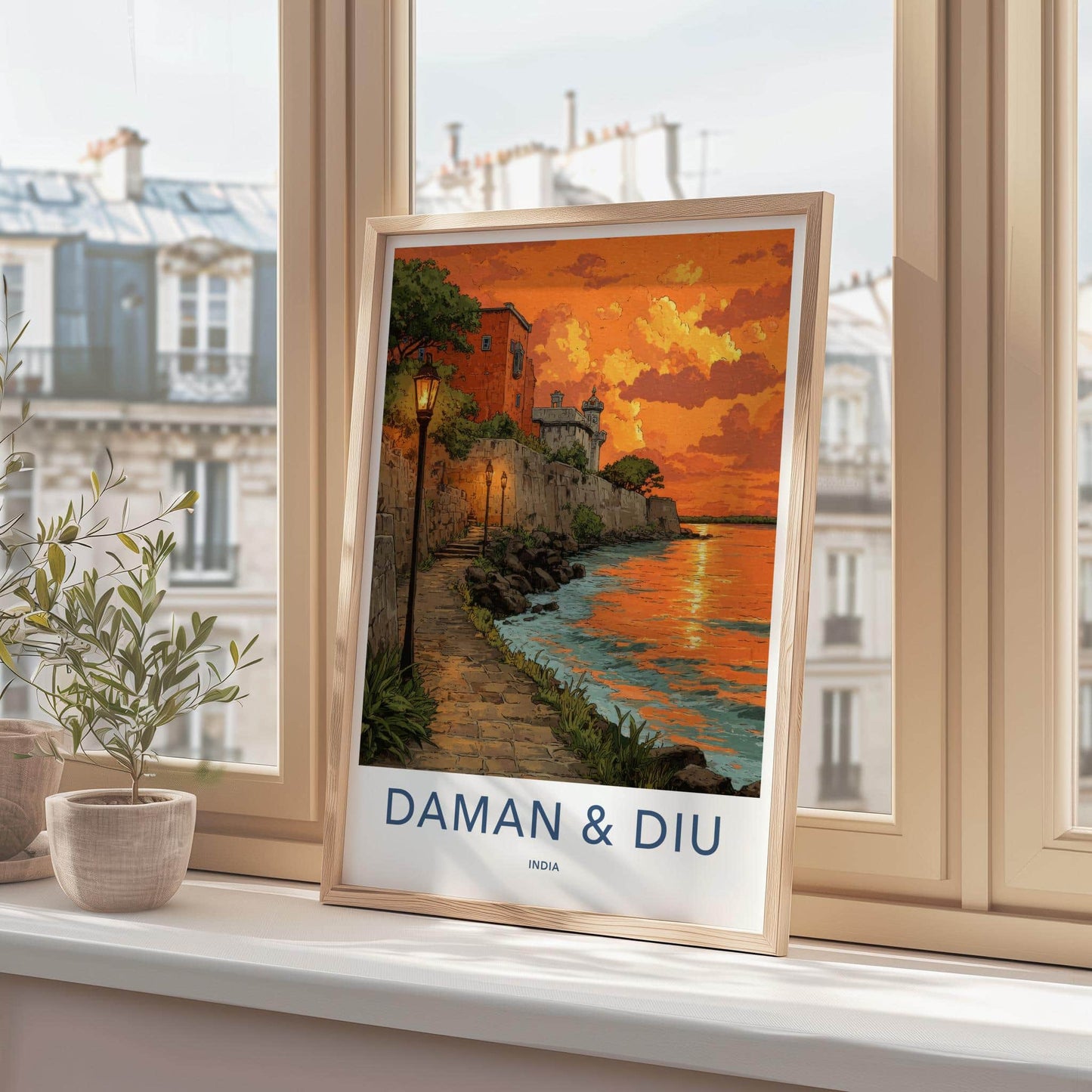 Daman Diu Poster - India Travel Art - Daman Diu Coastal Sunset Home Decor