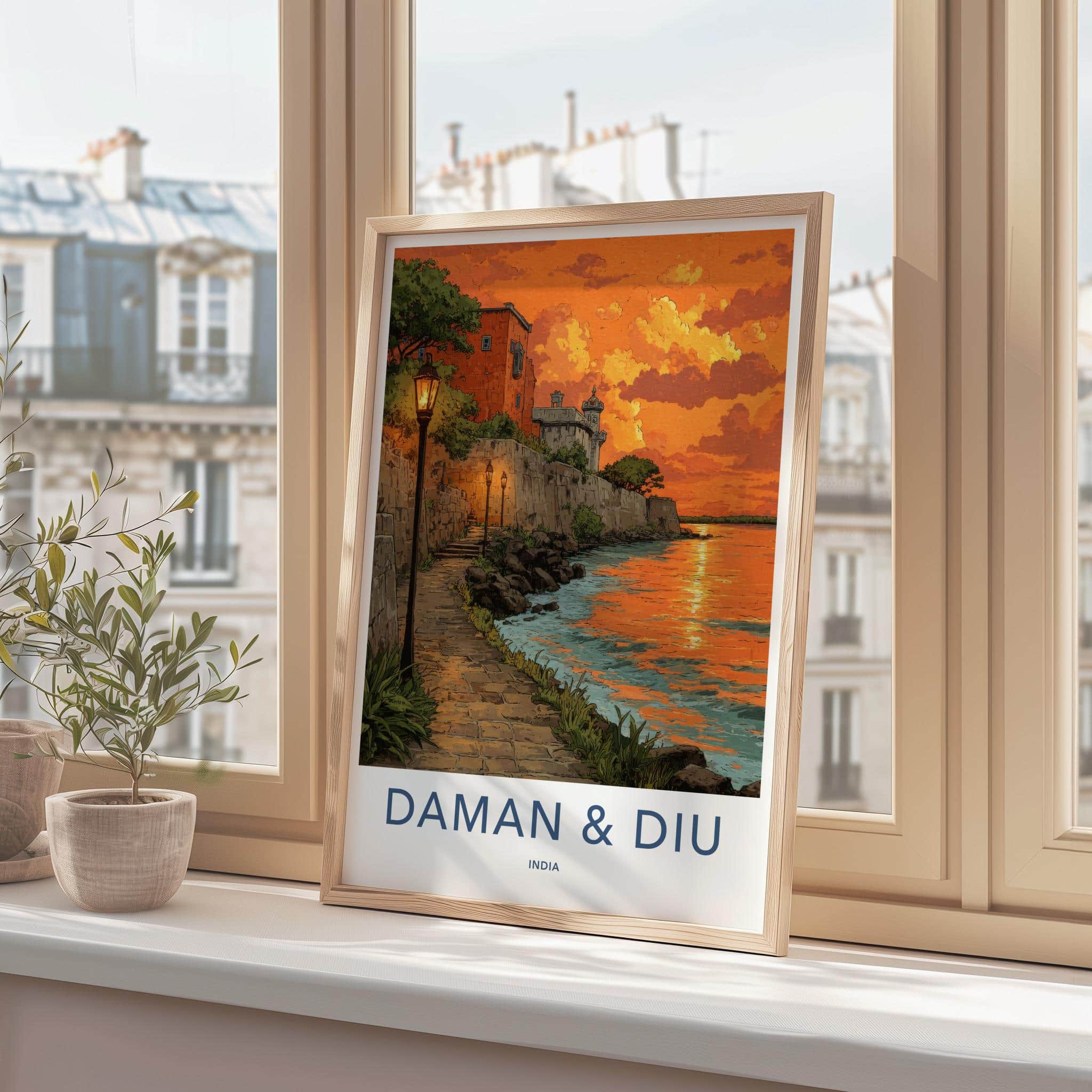 Daman Diu Poster - India Travel Art - Daman Diu Coastal Sunset Home Decor