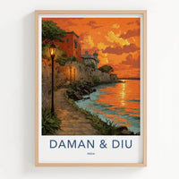 Daman Diu Poster - India Travel Art - Daman Diu Coastal Sunset Home Decor