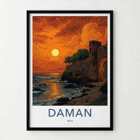 Daman Poster - India Art Print - Gujarat Golden Sunset Home Decor