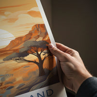Damaraland Poster - Namibia Travel Art - Desert Elephants Sunset Home Decor