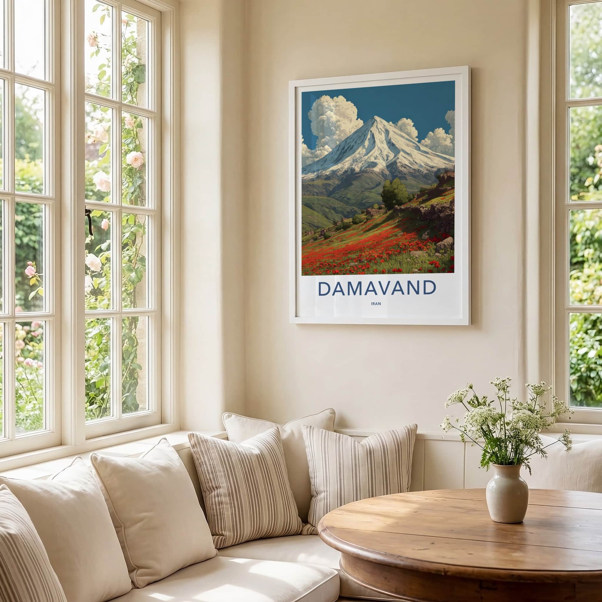 Damavand Poster - Iran Snow Mountain Poppy Wall Art