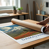 Damavand Poster - Iran Snow Mountain Poppy Wall Art