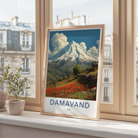 Damavand Poster - Iran Snow Mountain Poppy Wall Art