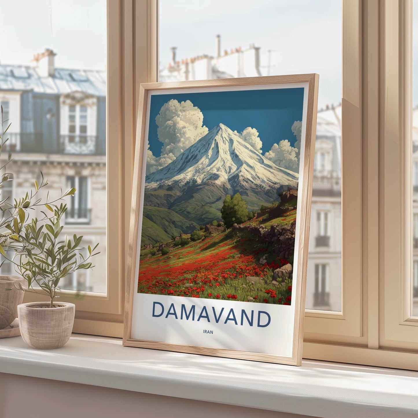 Damavand Poster - Iran Snow Mountain Poppy Wall Art