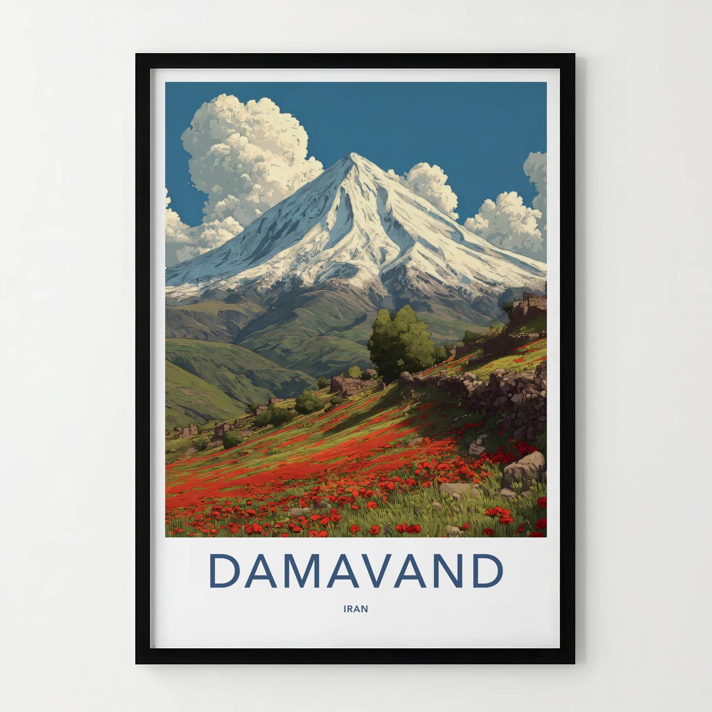 Damavand Poster - Iran Snow Mountain Poppy Wall Art