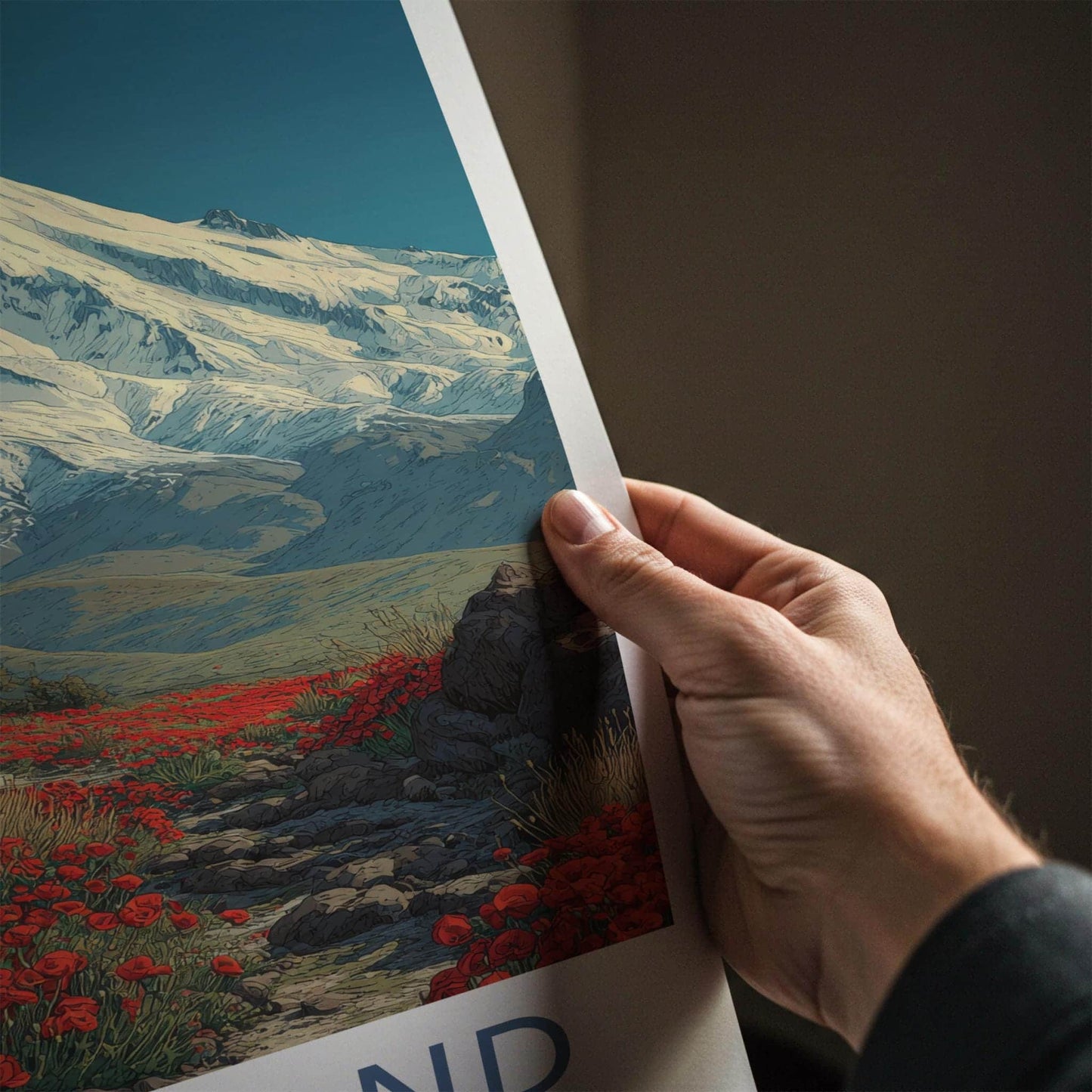 Damavand Poster - Iran Travel Print - Snowy Peak Poppies Wall Decor