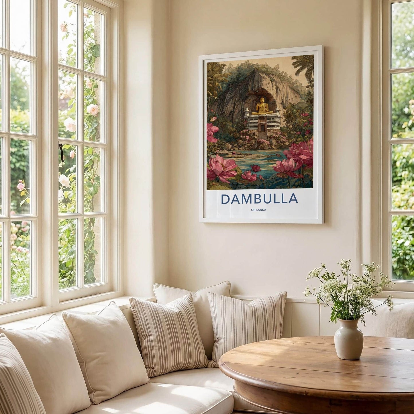 Dambulla Poster - Sri Lanka Travel Art - Golden Buddha Shrine Home Decor