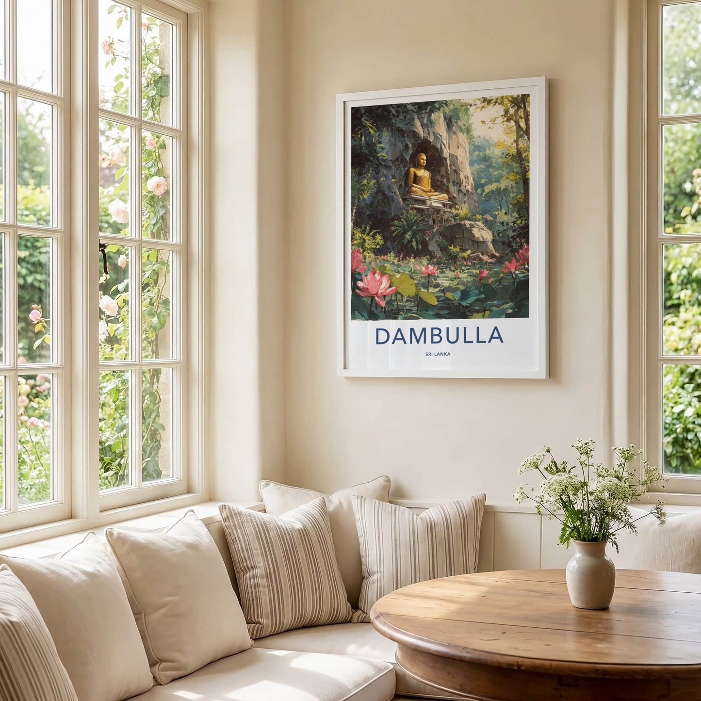 Dambulla Poster - Sri Lanka Travel Print - Golden Buddha Wall Decor