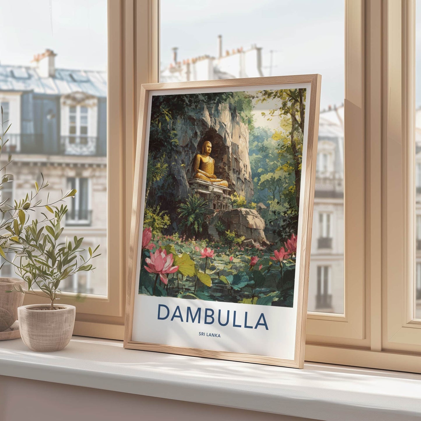 Dambulla Poster - Sri Lanka Travel Print - Golden Buddha Wall Decor