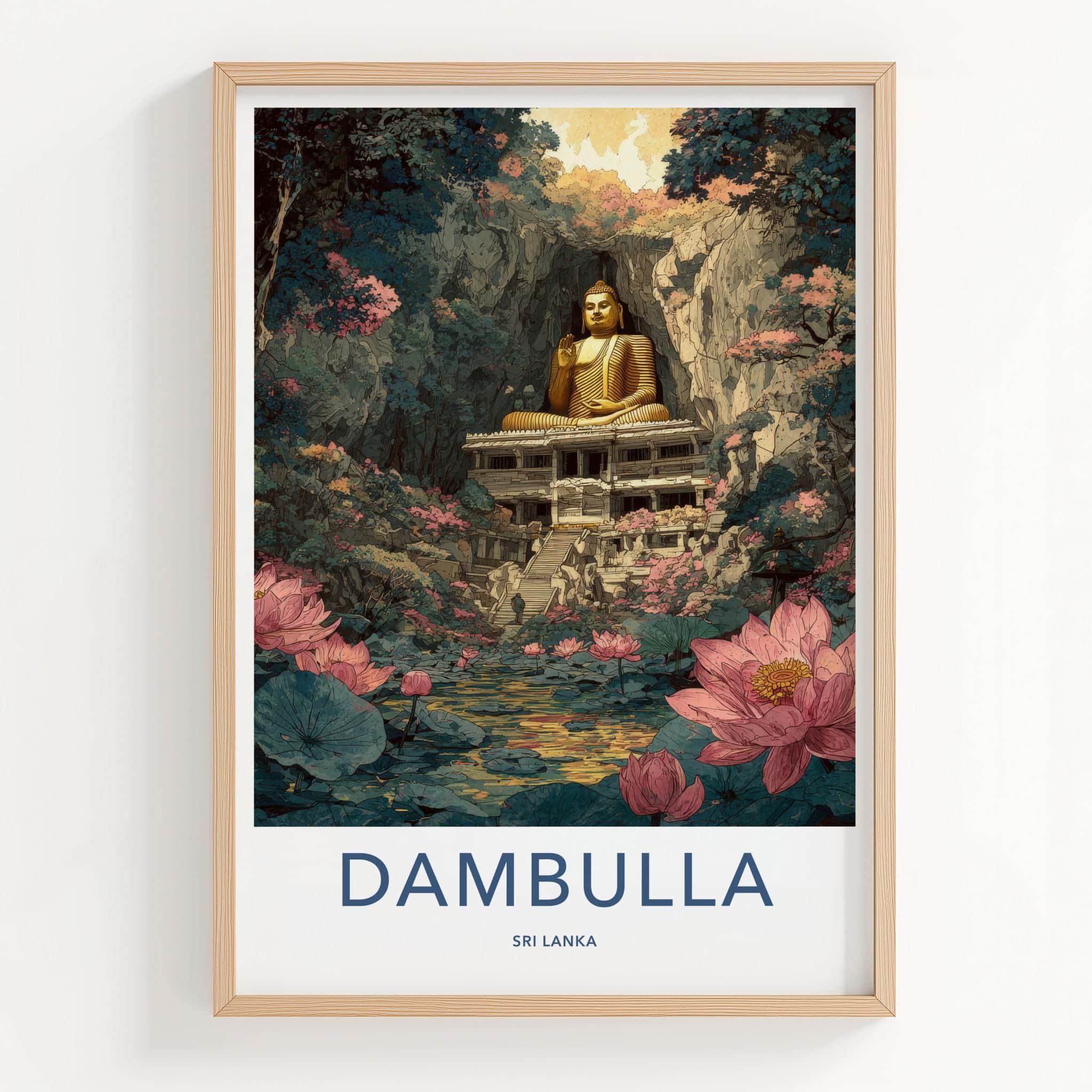 Dambulla Poster - Sri Lanka Travel Print - Mystical Buddha Cave Wall Decor