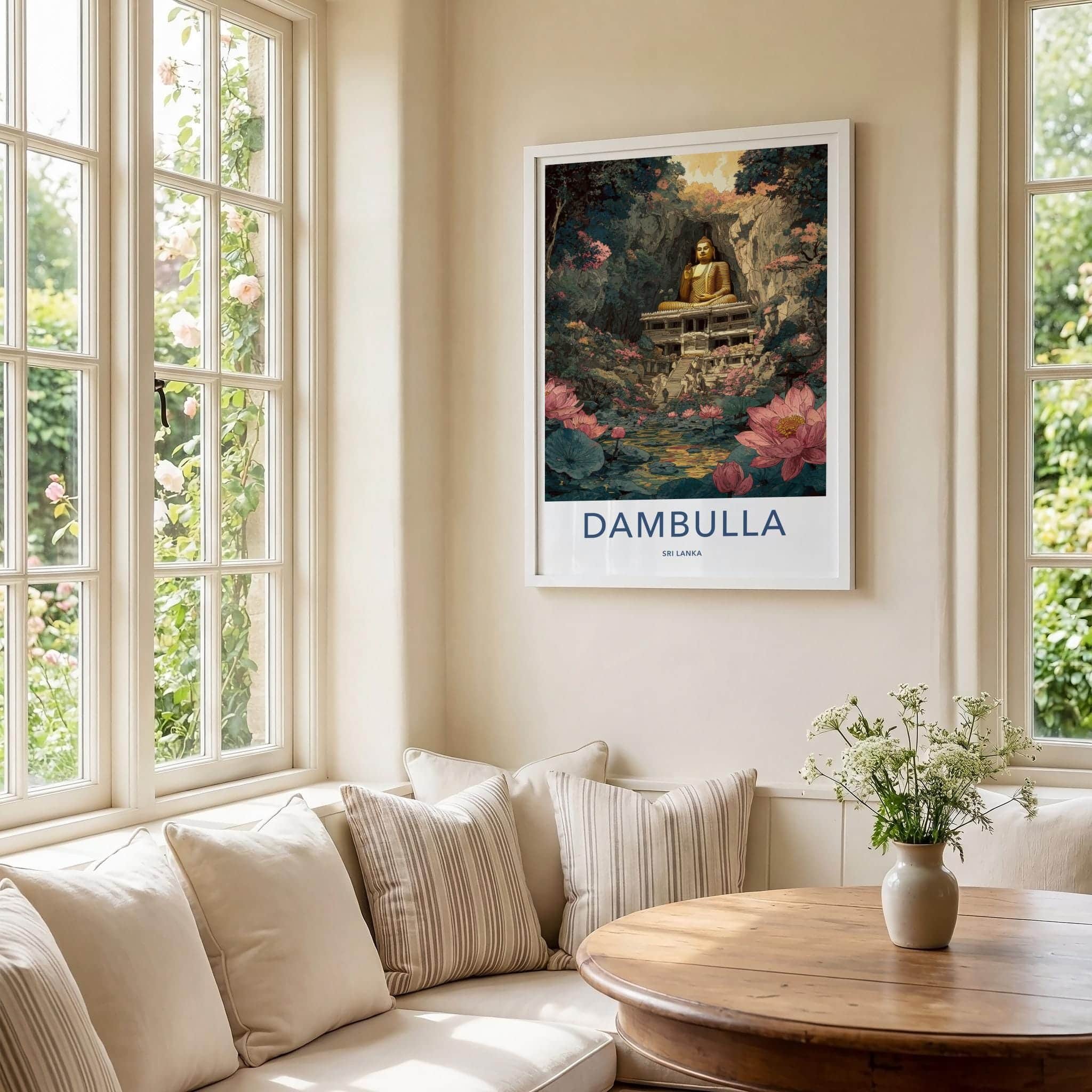 Dambulla Poster - Sri Lanka Travel Print - Mystical Buddha Cave Wall Decor